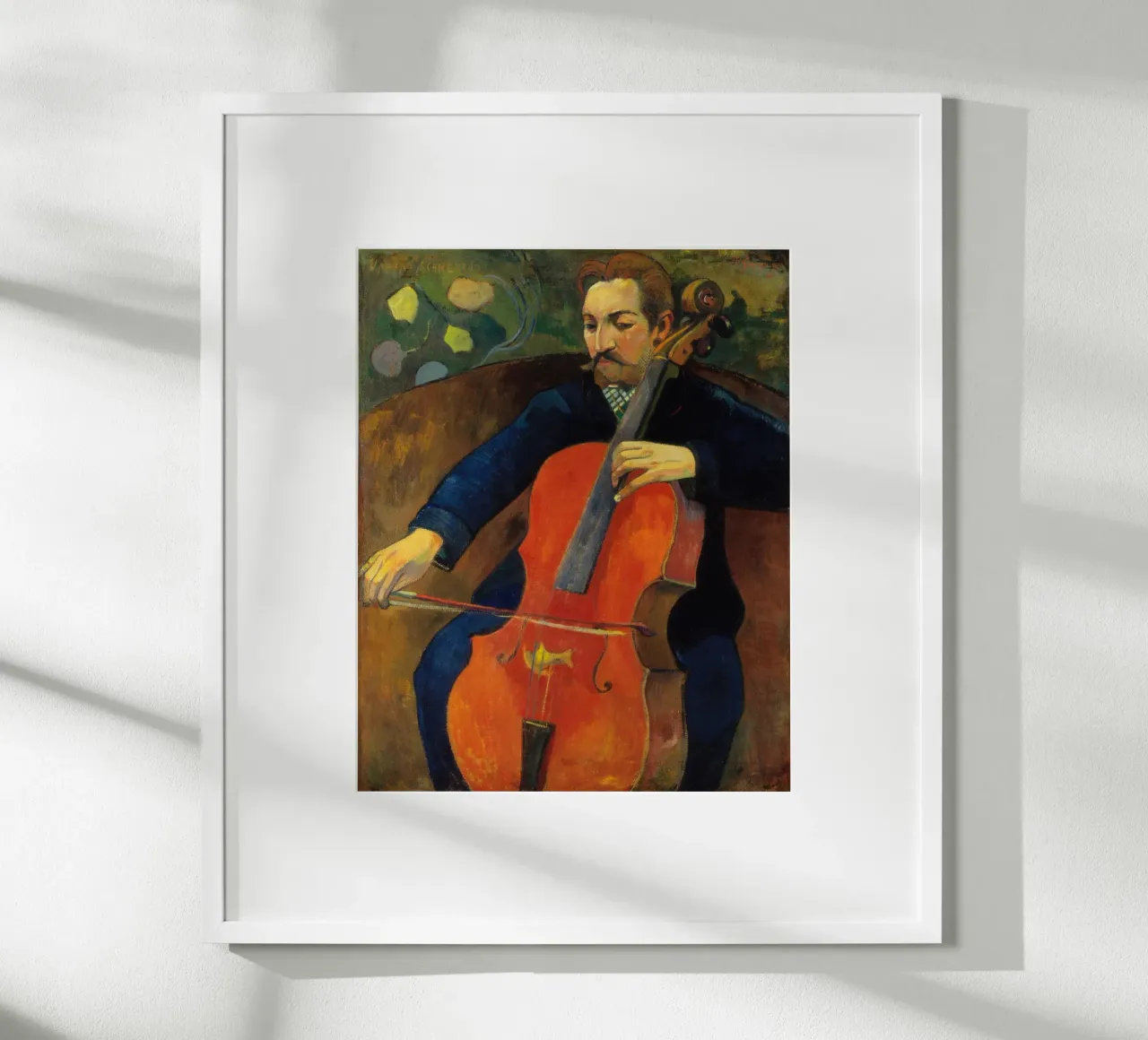 Paul Gauguin - The violoncellist Upaupa Schneklud poster with plastic frame by Timeless Artworks