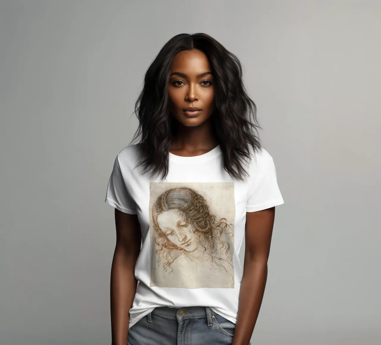 Leonardo da Vinci - Head of Leda women's fitted t-shirt by Timeless Artworks