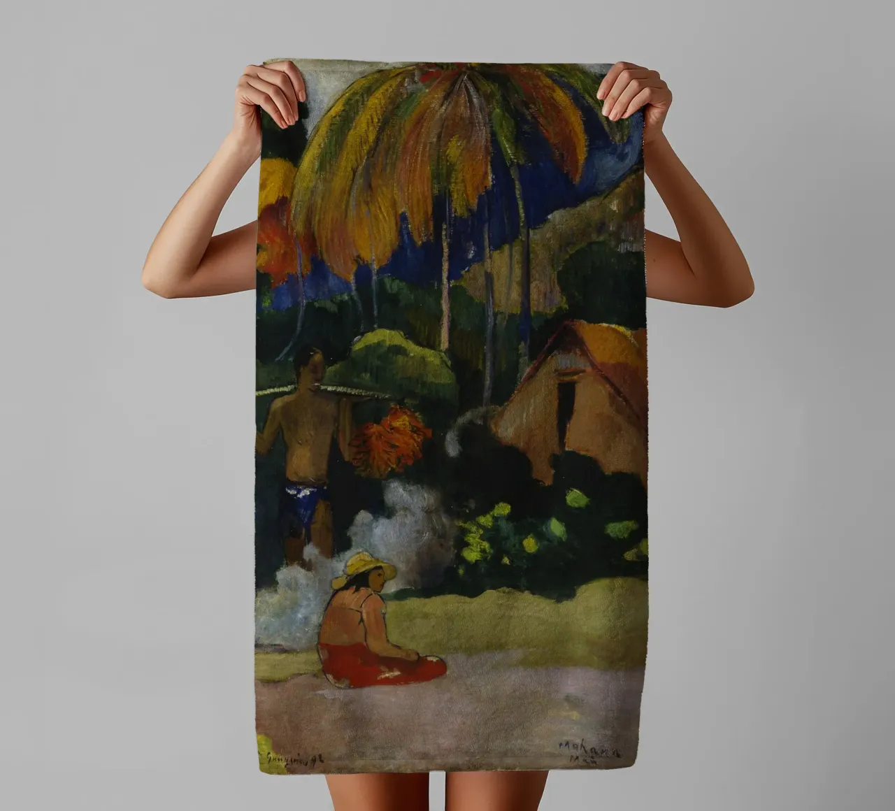 Paul Gauguin - Paesaggio a Tahiti (Mahana Maà) asciugamano da bagno da Timeless Artworks