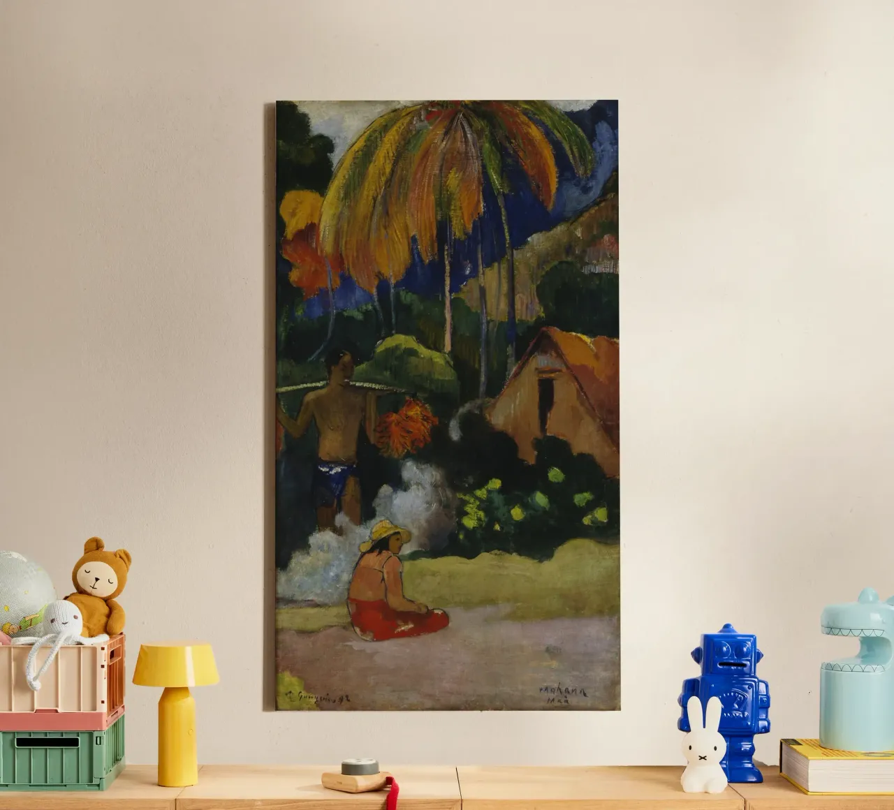 Paul Gauguin - Landschap in Tahiti (Mahana Maà) canvas met Baklijst van Timeless Artworks