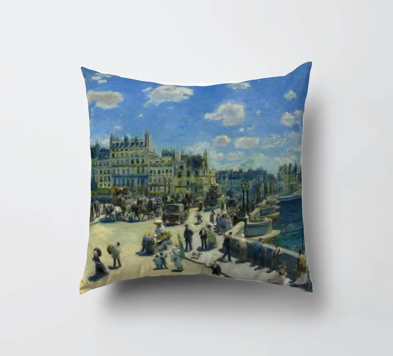 Pierre-Auguste Renoir - Pont Neuf, Parigi, 1872 cuscino da Timeless Artworks