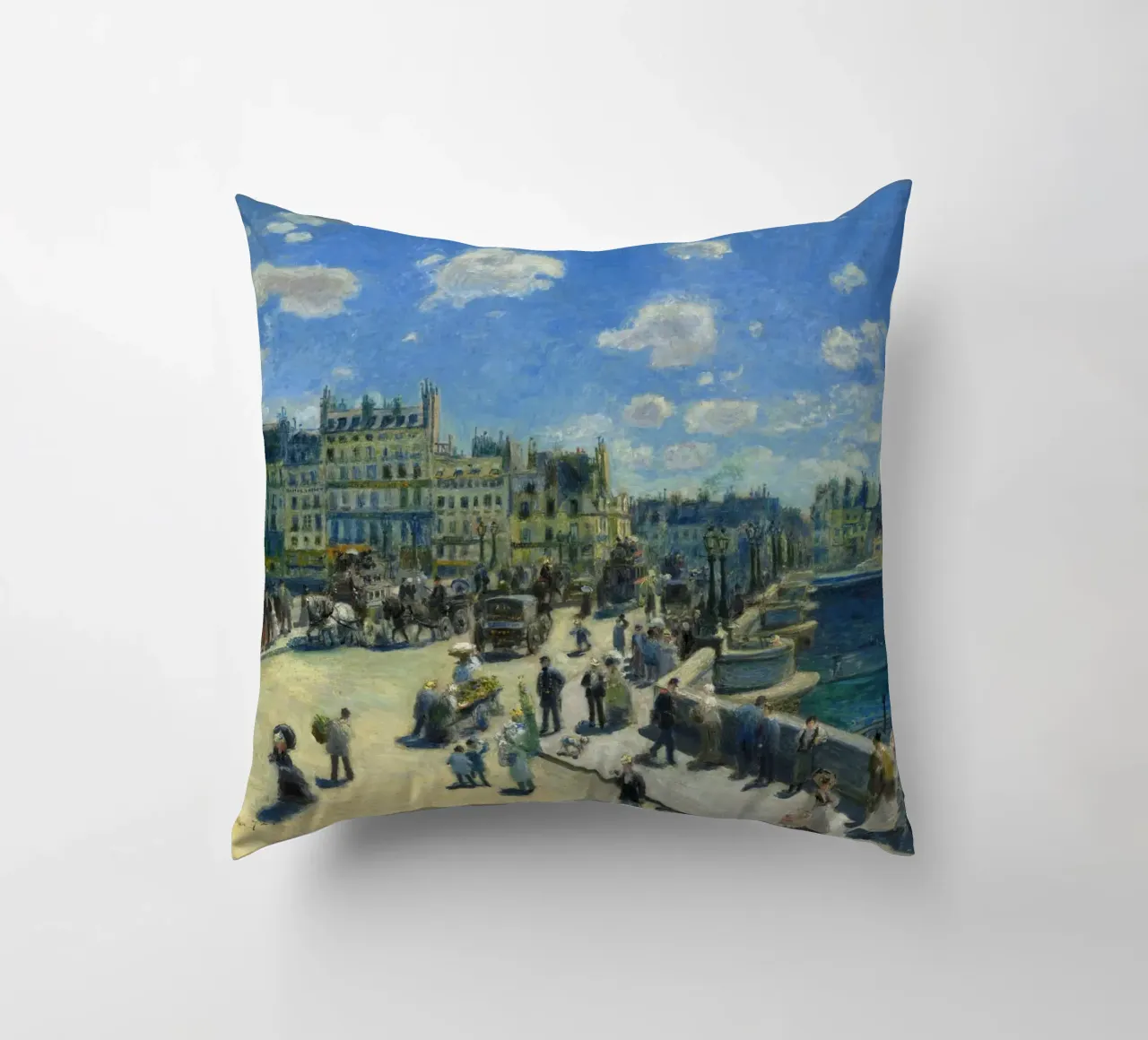 Pierre-Auguste Renoir - Pont Neuf, Parigi, 1872 cuscino da Timeless Artworks