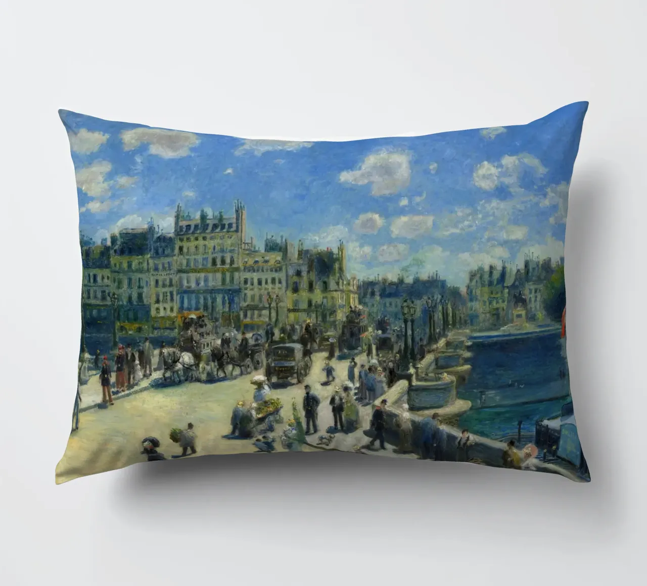 Pierre-Auguste Renoir - Pont Neuf, Parigi, 1872 cuscino da Timeless Artworks