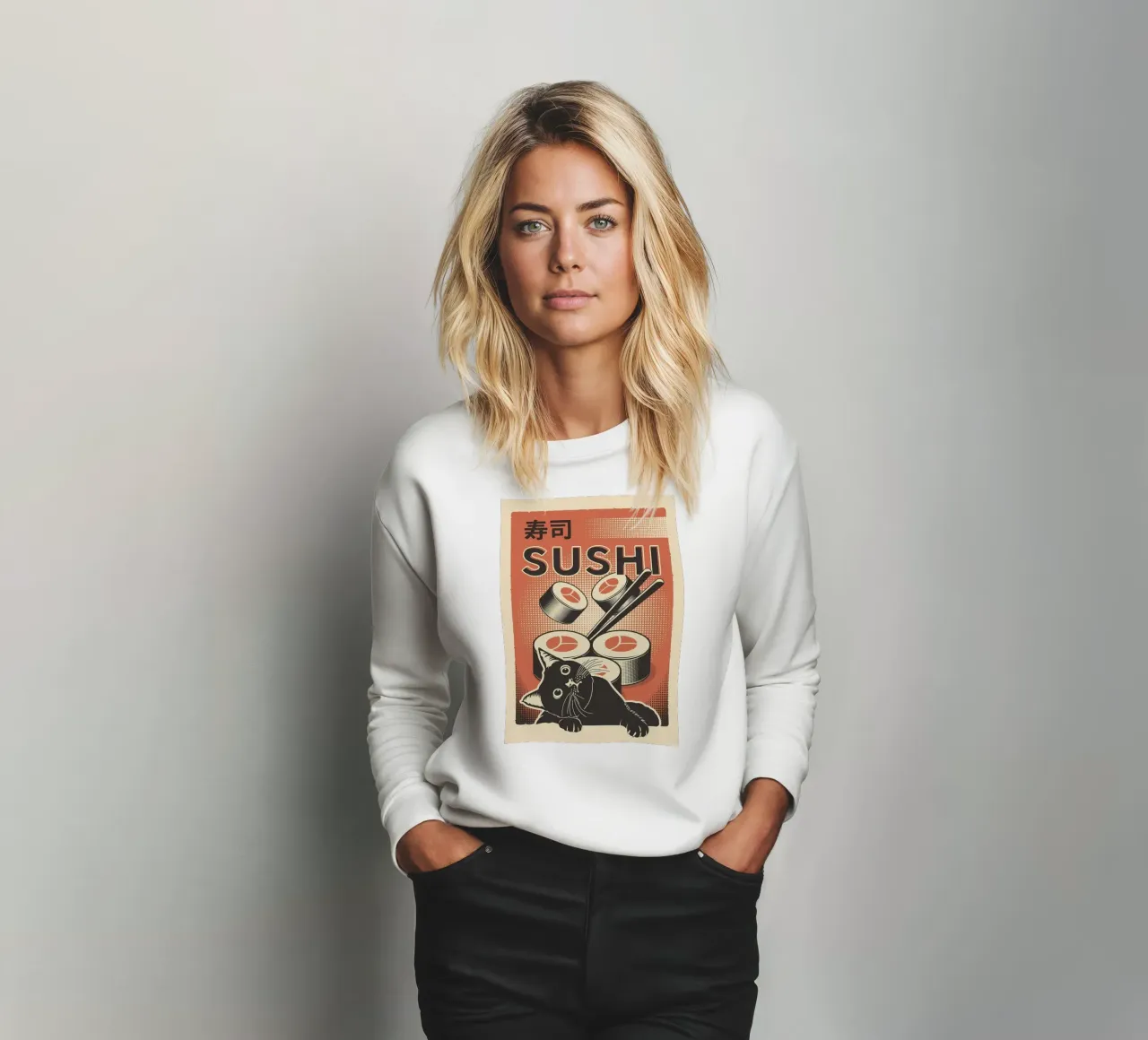 Sushi Katze Sweatshirt von Monique A Hooper