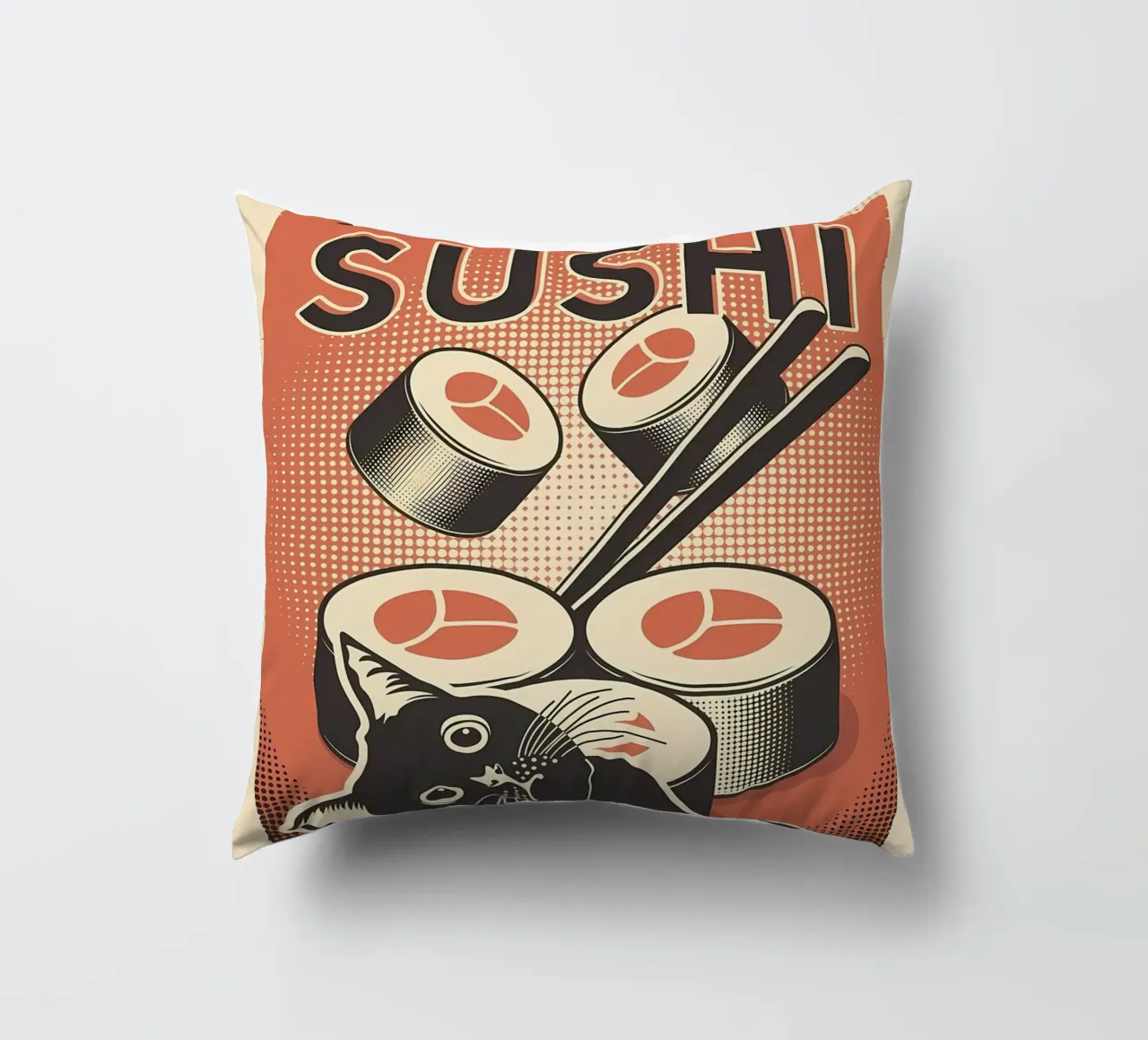 Sushi Cat cuscino da Monique A Hooper