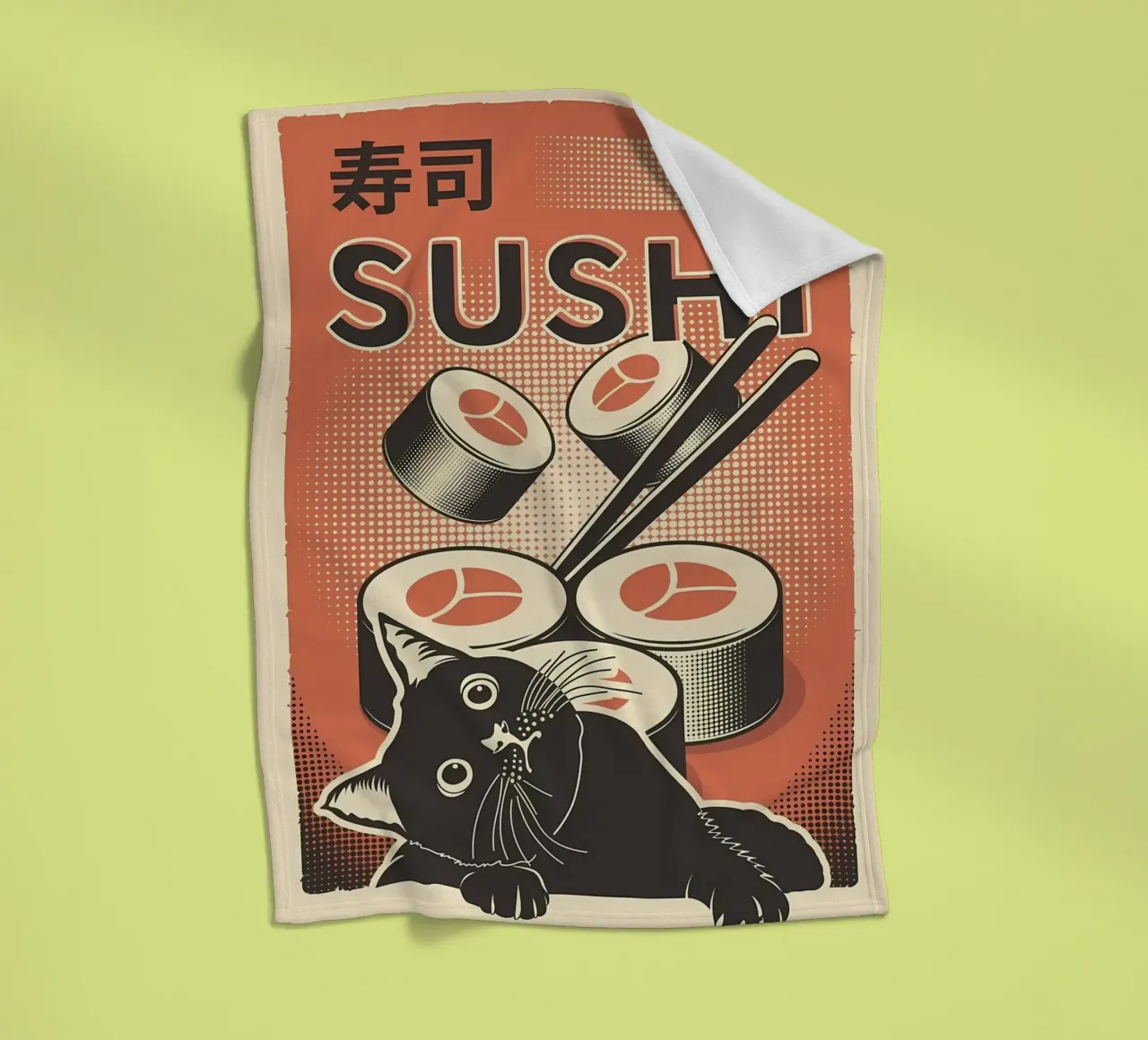 Sushi Cat coperta in pile da Monique A Hooper