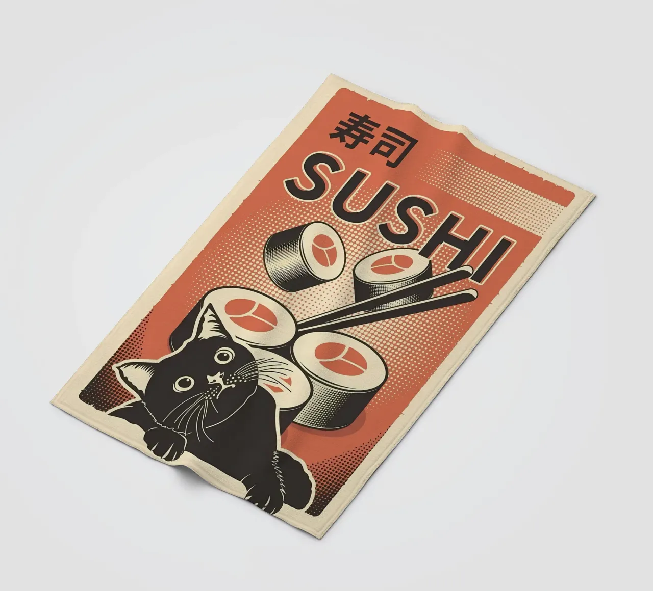Sushi Cat coperta in pile da Monique A Hooper