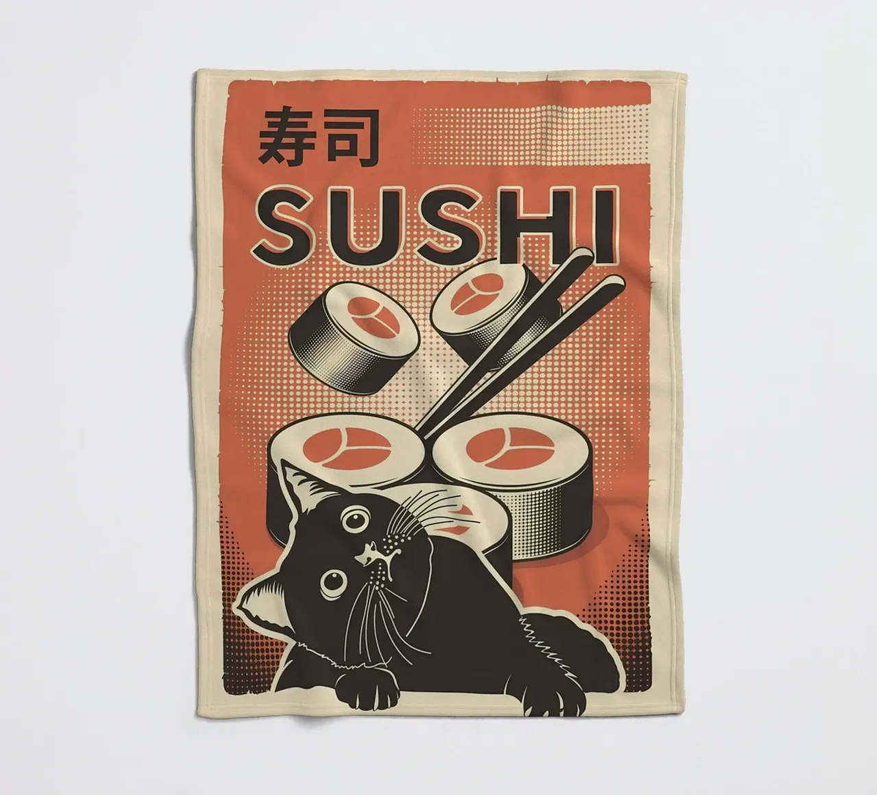 Sushi Cat coperta in pile da Monique A Hooper