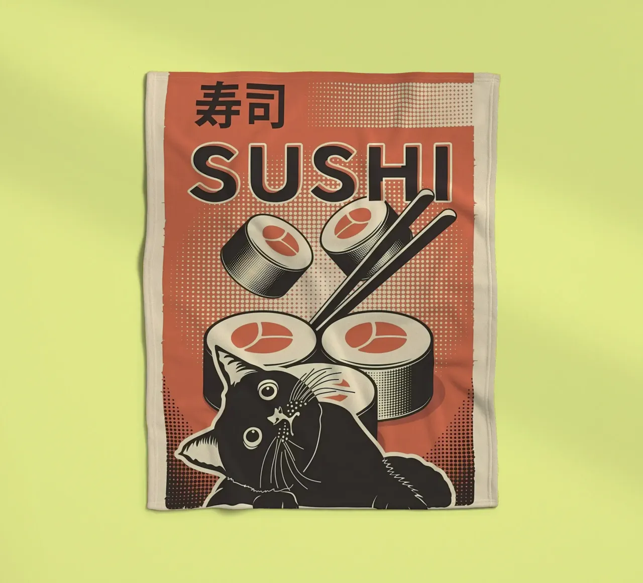 Sushi Cat coperta in pile da Monique A Hooper