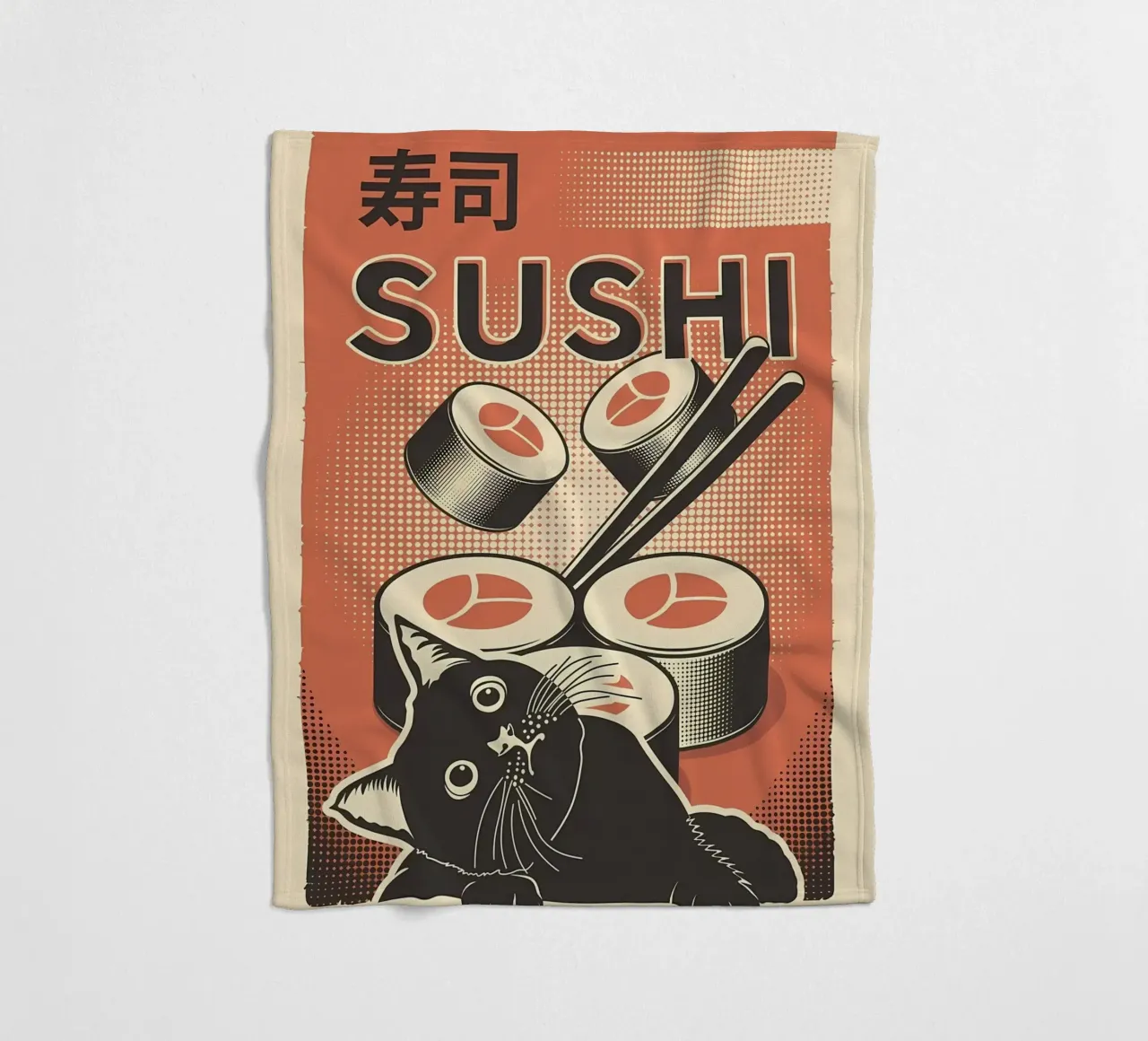 Sushi Cat coperta in pile da Monique A Hooper