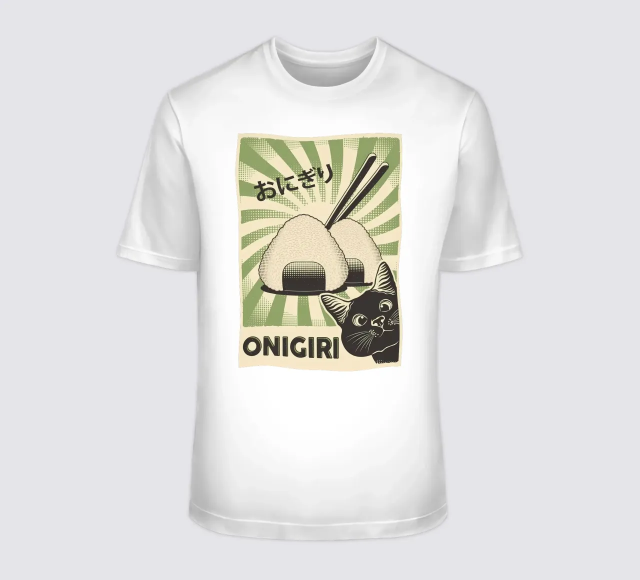 Gatto nero Onigiri t-shirt da Monique A Hooper