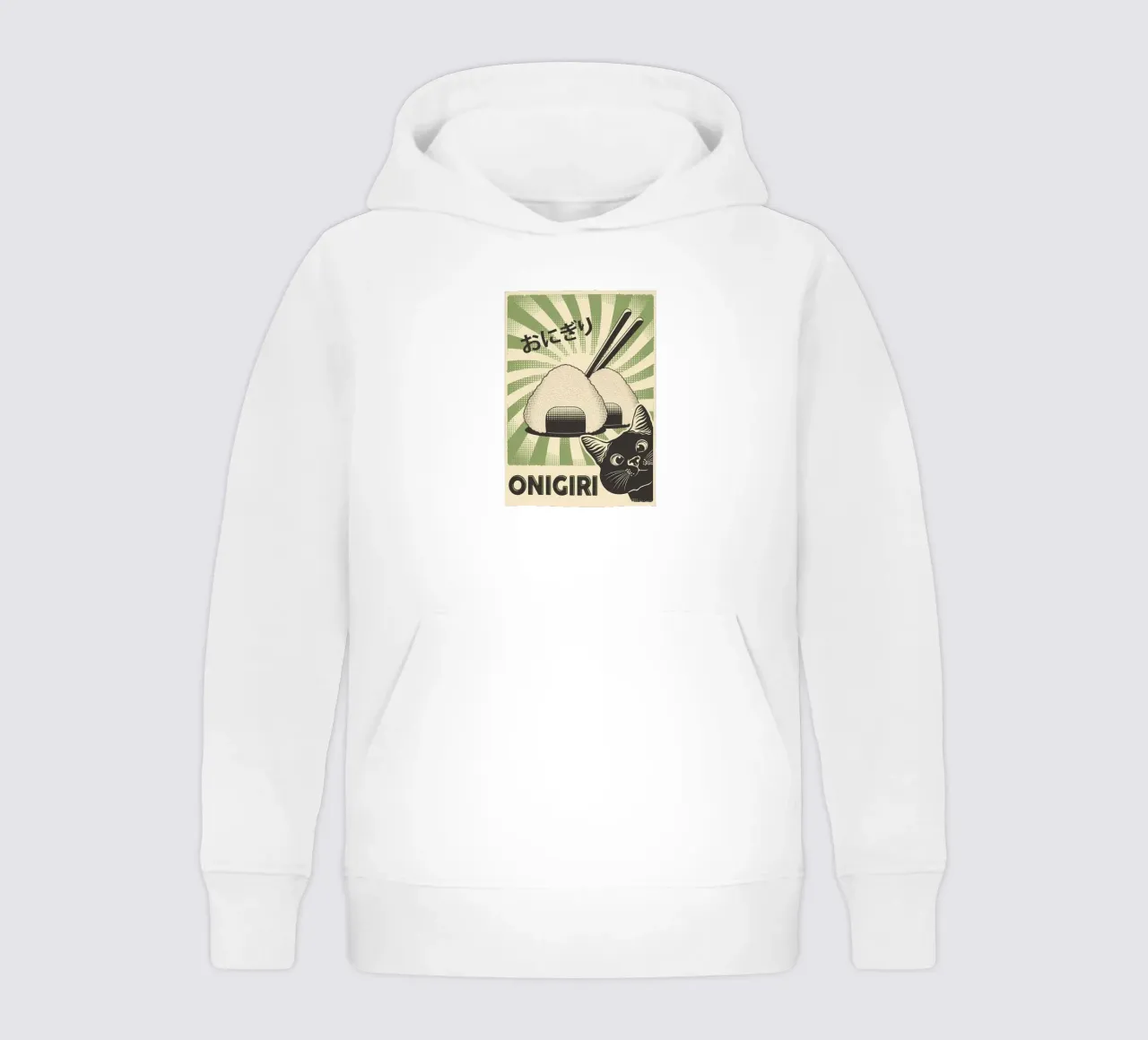 Onigiri Black Cat kids hoodie by Monique A Hooper