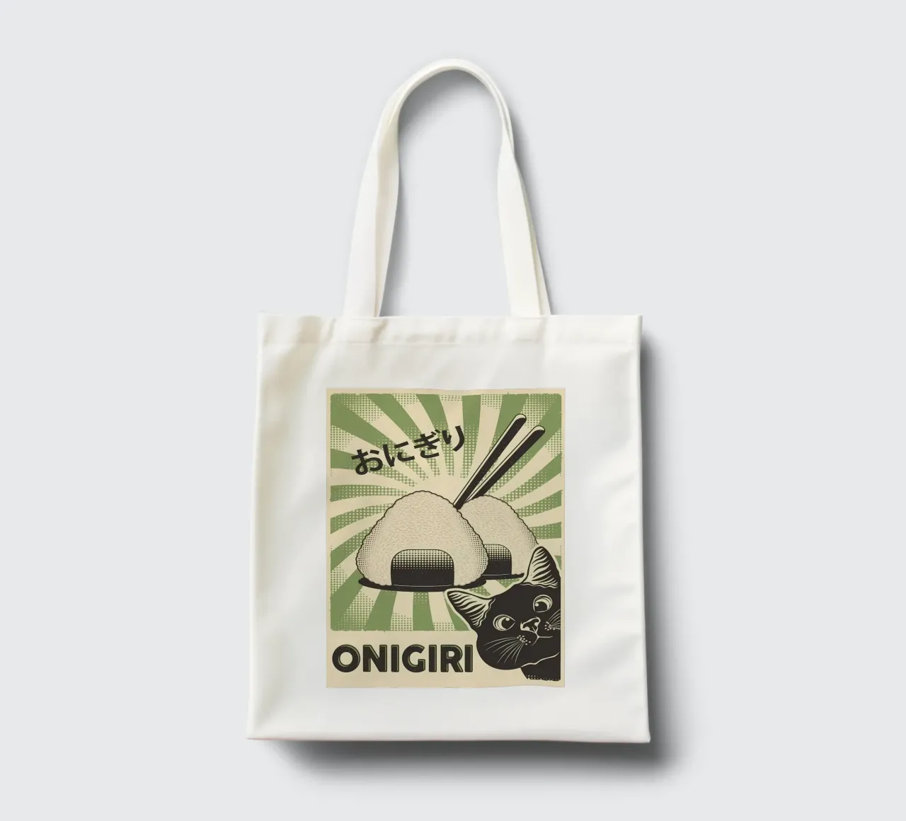 Gatto nero Onigiri borsa in juta da Monique A Hooper