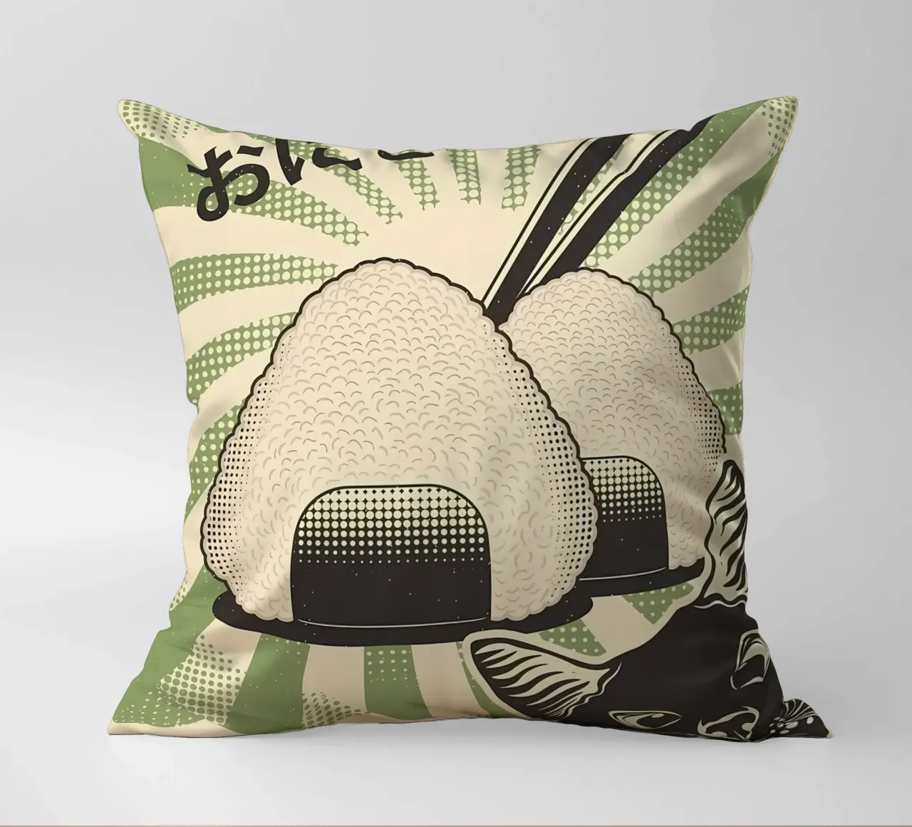 Gatto nero Onigiri cuscino da Monique A Hooper