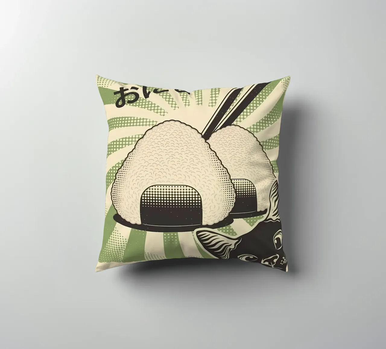 Gatto nero Onigiri cuscino da Monique A Hooper