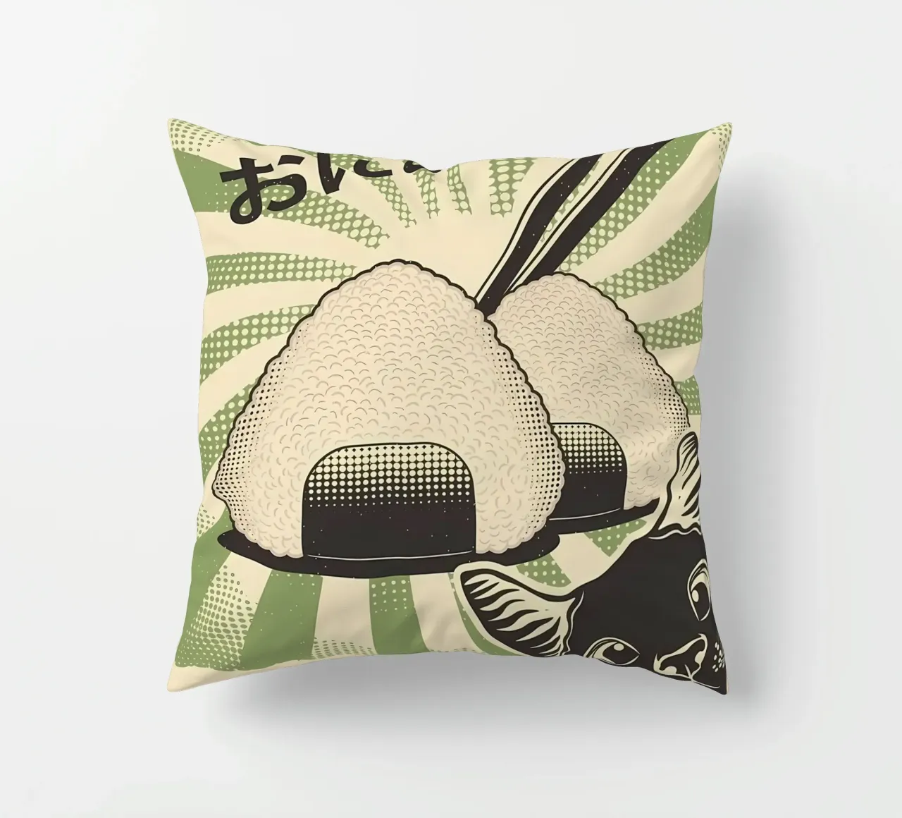Gatto nero Onigiri cuscino da Monique A Hooper