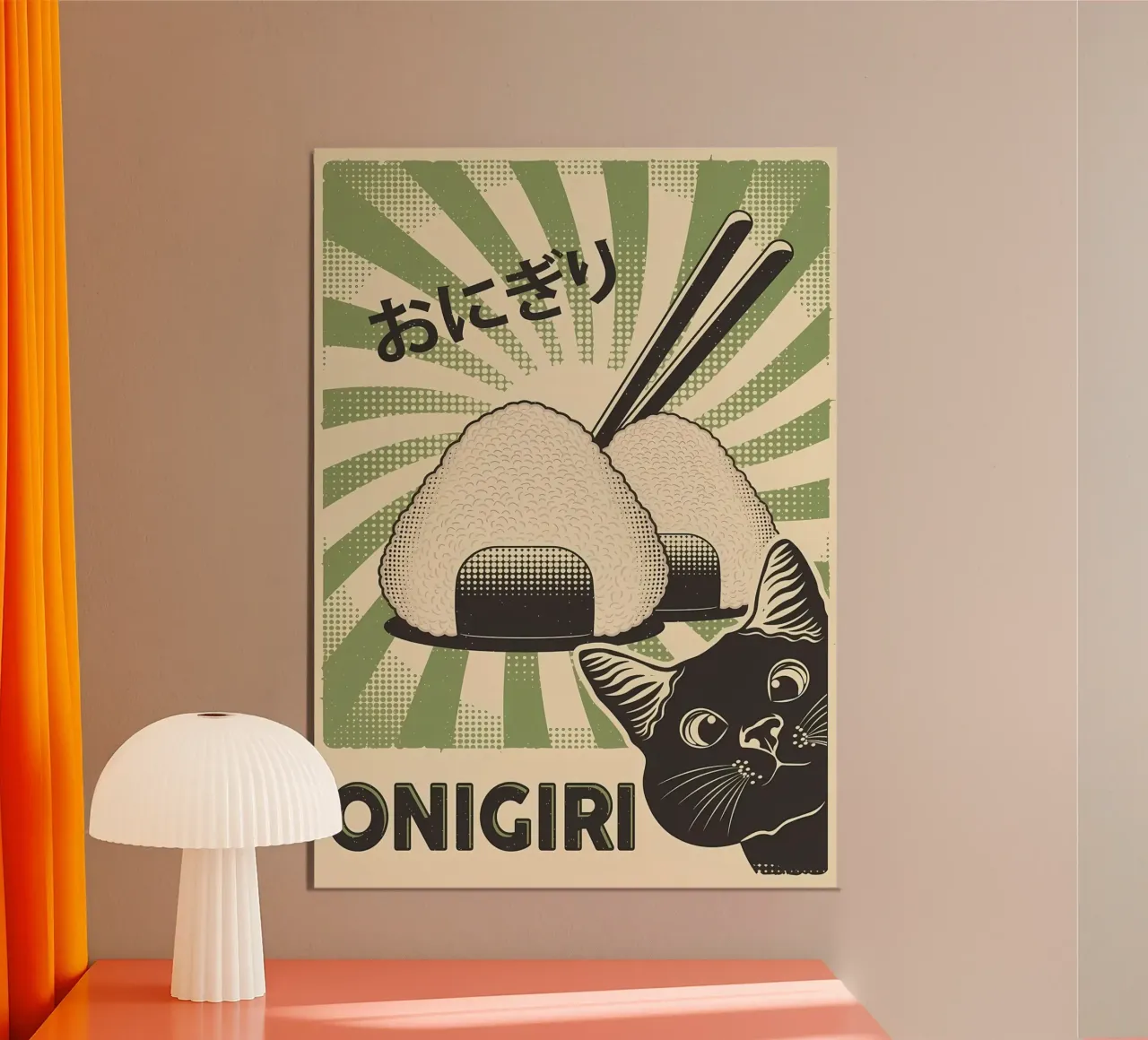 Gatto nero Onigiri alluminio dibond da Monique A Hooper
