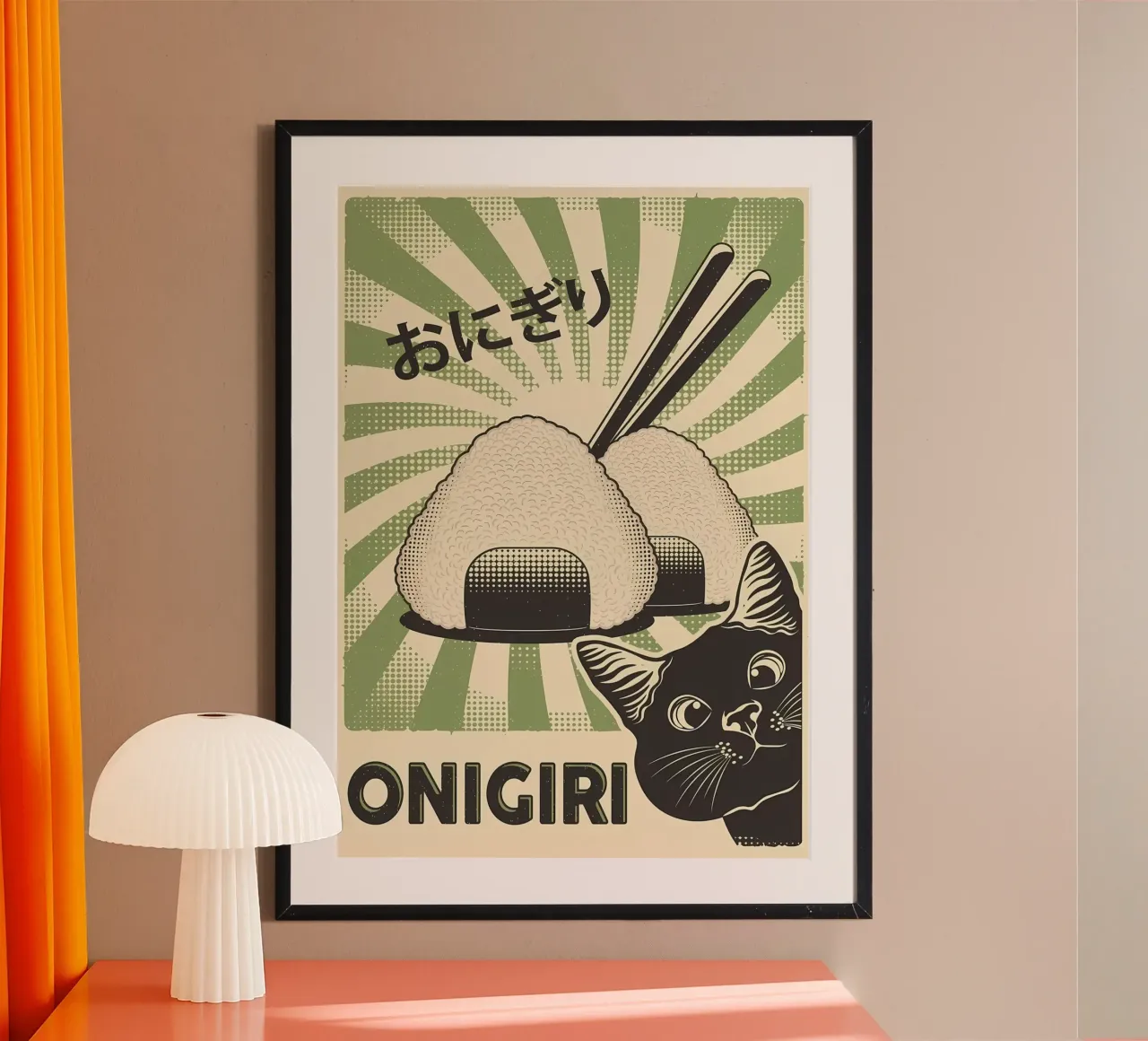 Gatto nero Onigiri carta hahnemühle da Monique A Hooper