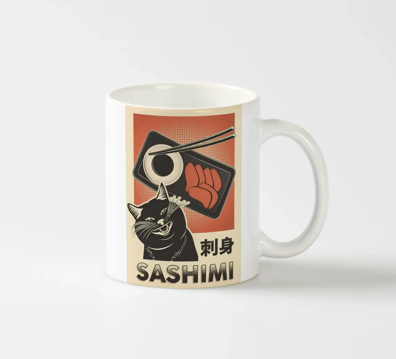 Sashimi Black Cat tazza in ceramica da Monique A Hooper