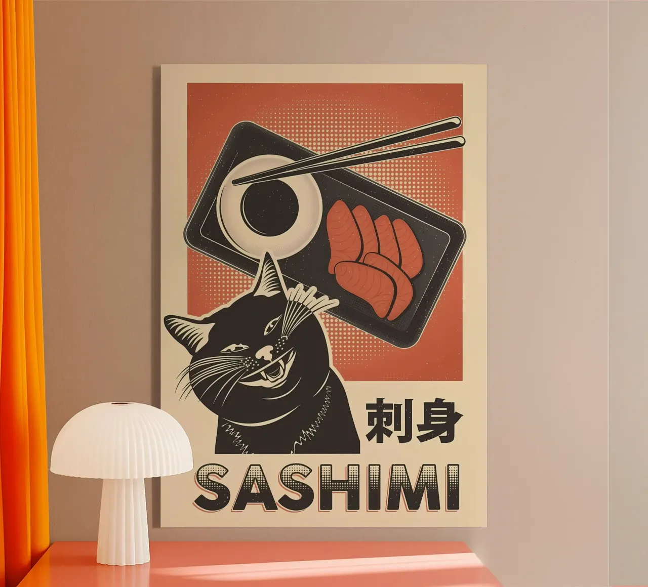 Sashimi Black Cat acrylic glass by Monique A Hooper