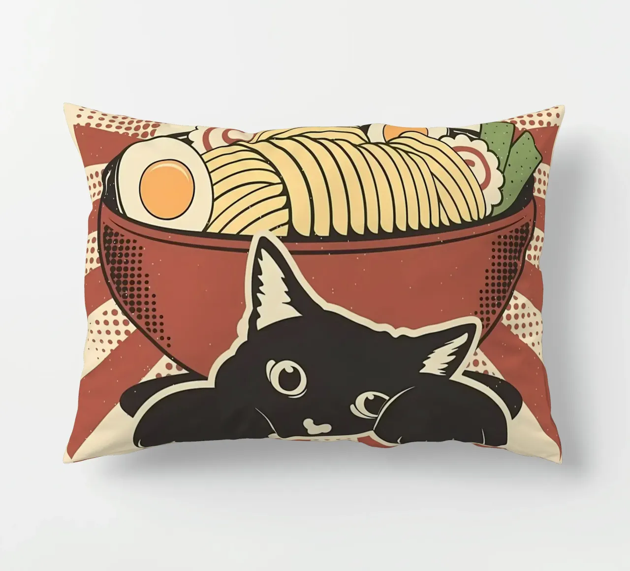 Gatto e ramen giapponese cuscino da Monique A Hooper