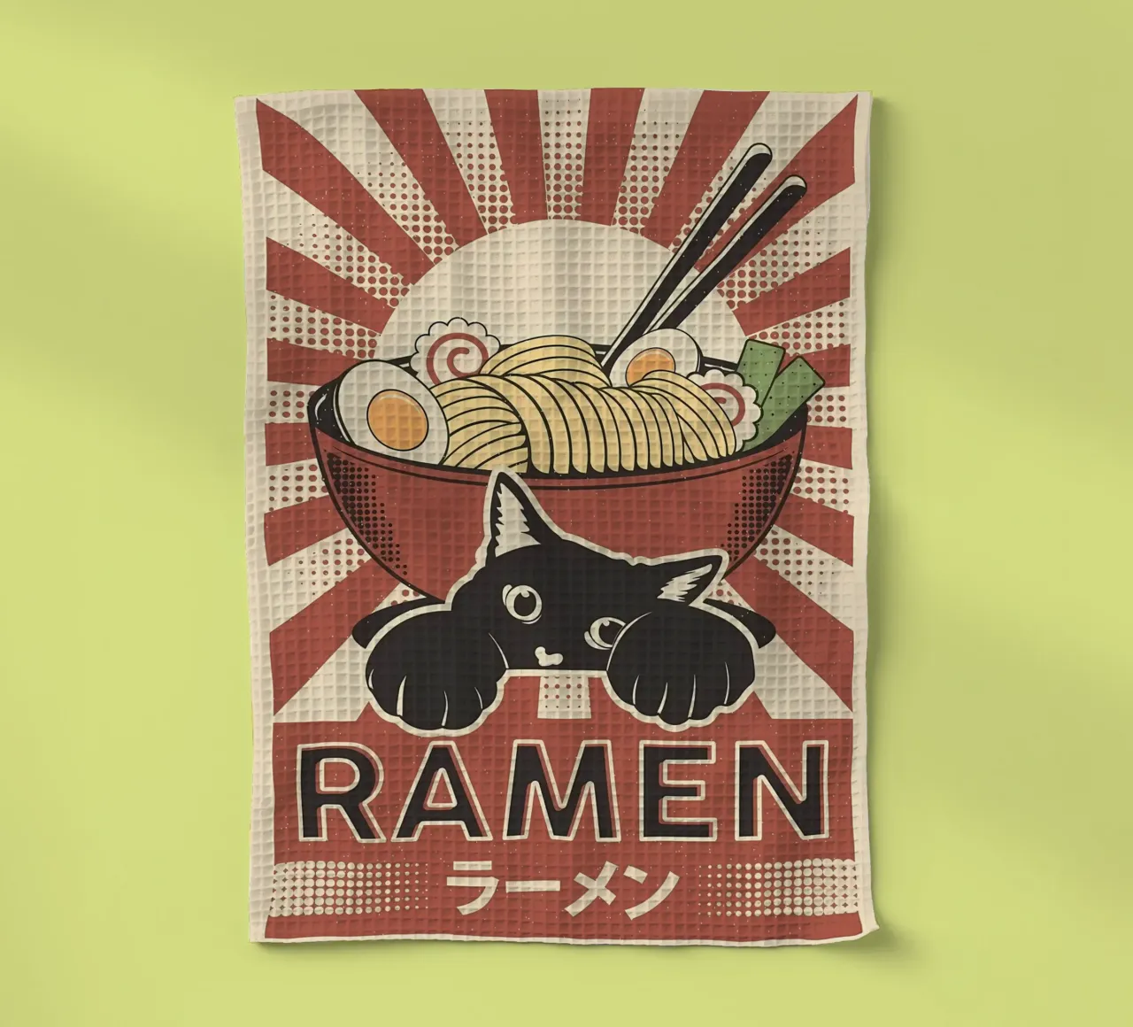 Gatto e ramen giapponese canovaccio da cucina da Monique A Hooper