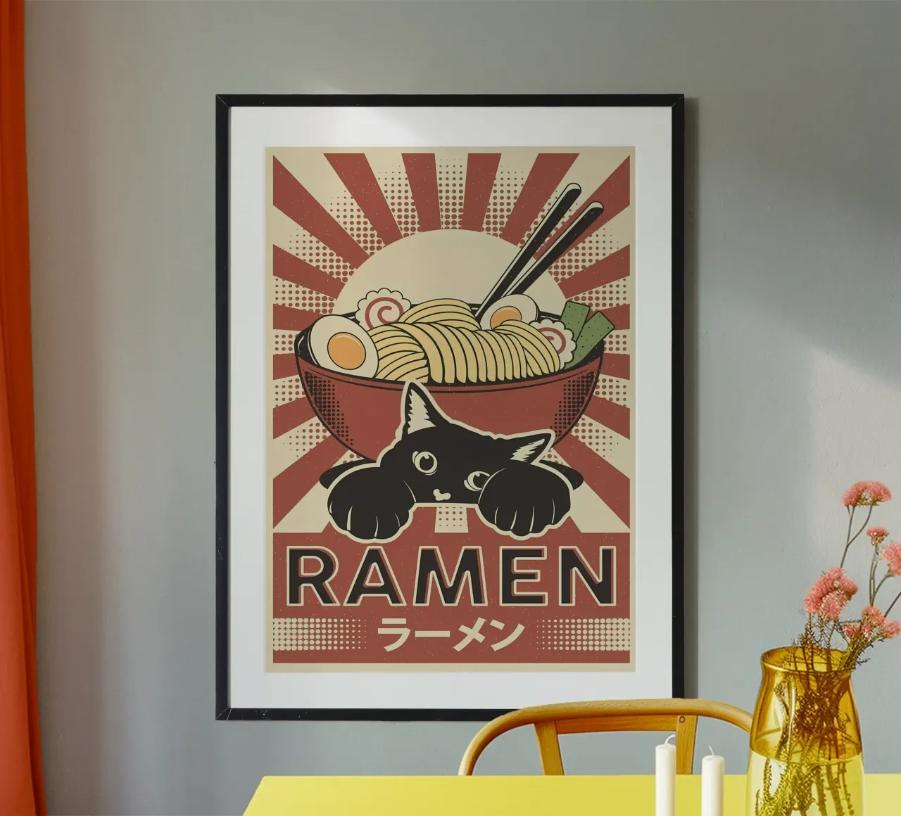 Gatto e ramen giapponese poster da Monique A Hooper