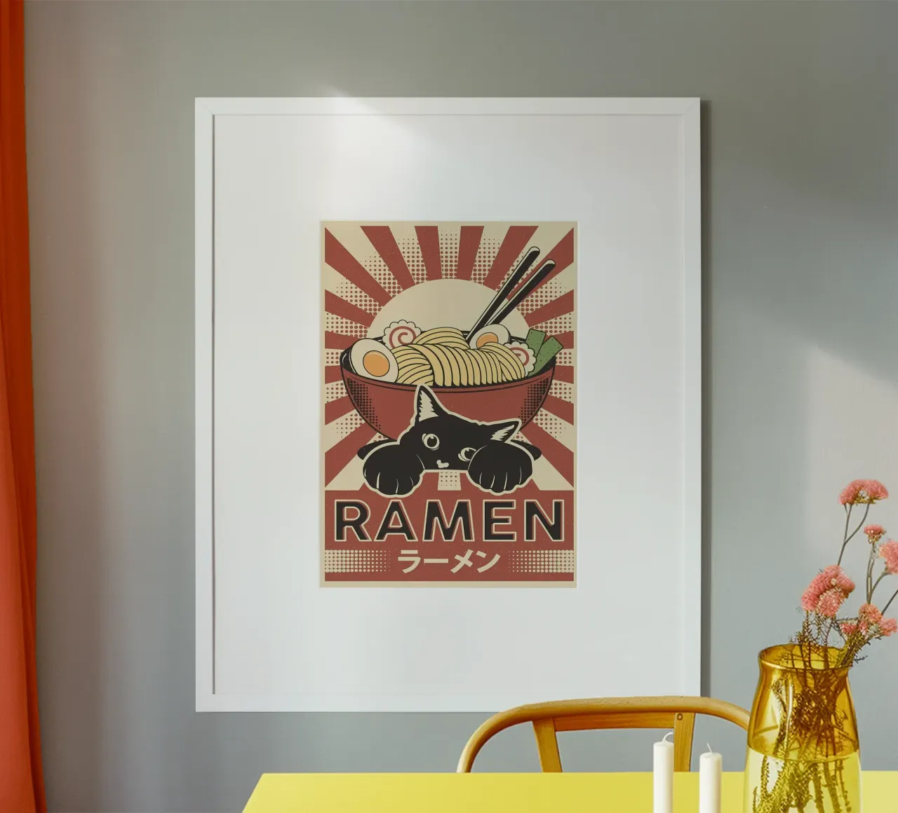 Gatto e ramen giapponese poster da Monique A Hooper