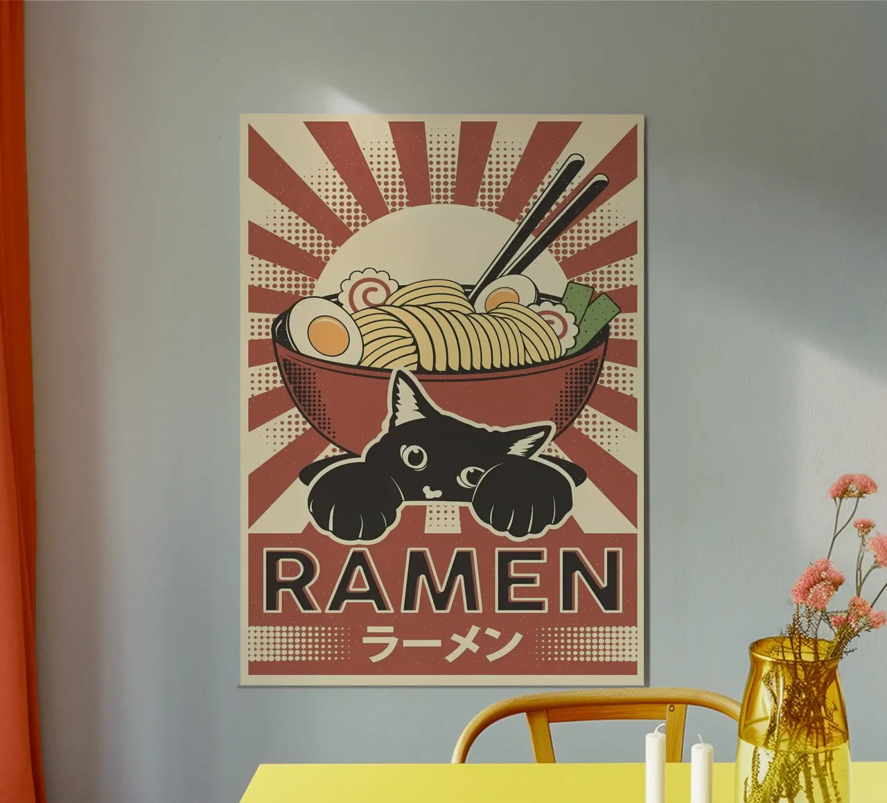 Gatto e ramen giapponese poster da Monique A Hooper