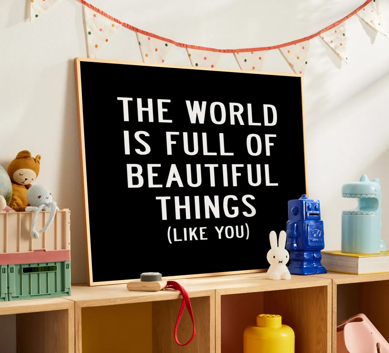 Il mondo è pieno di cose belle Typografie Design poster con telaio in plastica da THE MOTIVATED TYPE