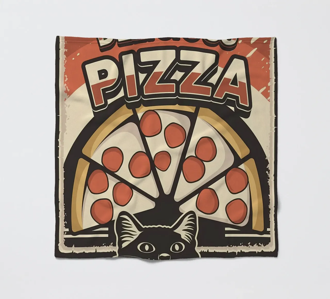 Pizza e gatto deliziosi coperta in pile da Monique A Hooper