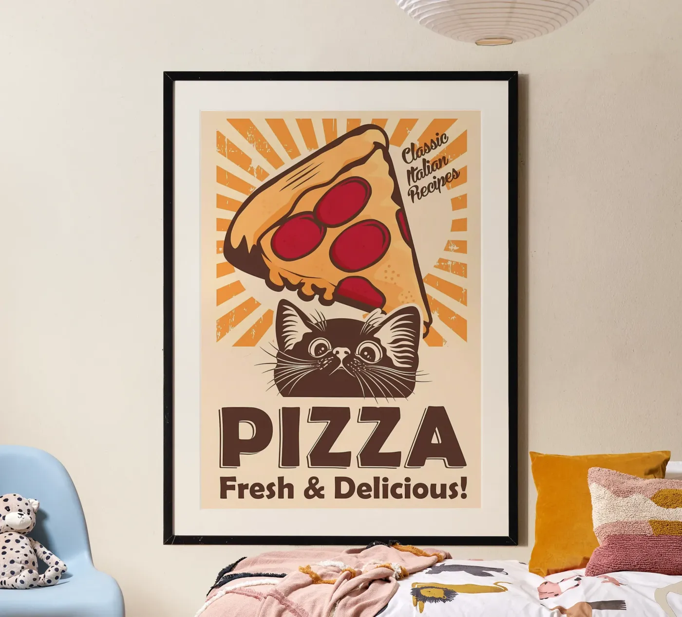 Gatto nero e pizza poster da Monique A Hooper
