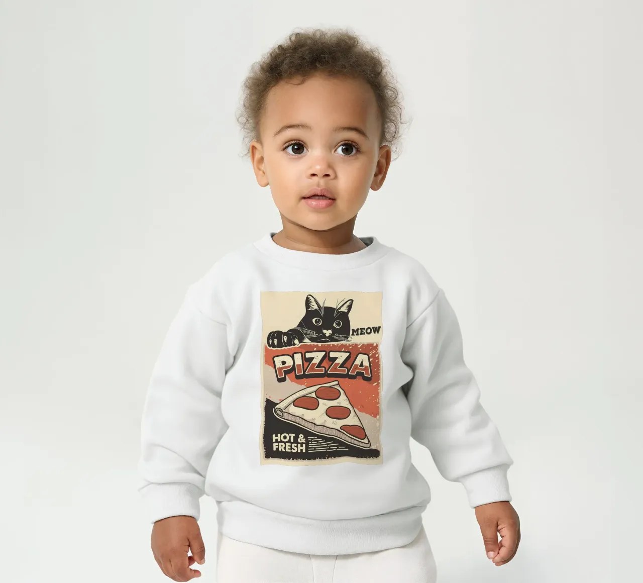 Meow Cat e la pizza felpa neonato da Monique A Hooper