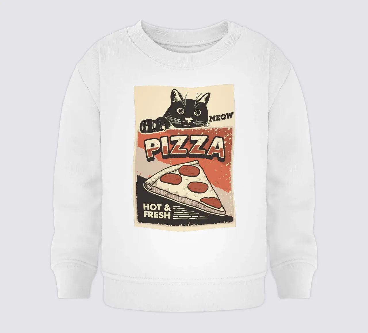 Meow Cat e la pizza felpa neonato da Monique A Hooper