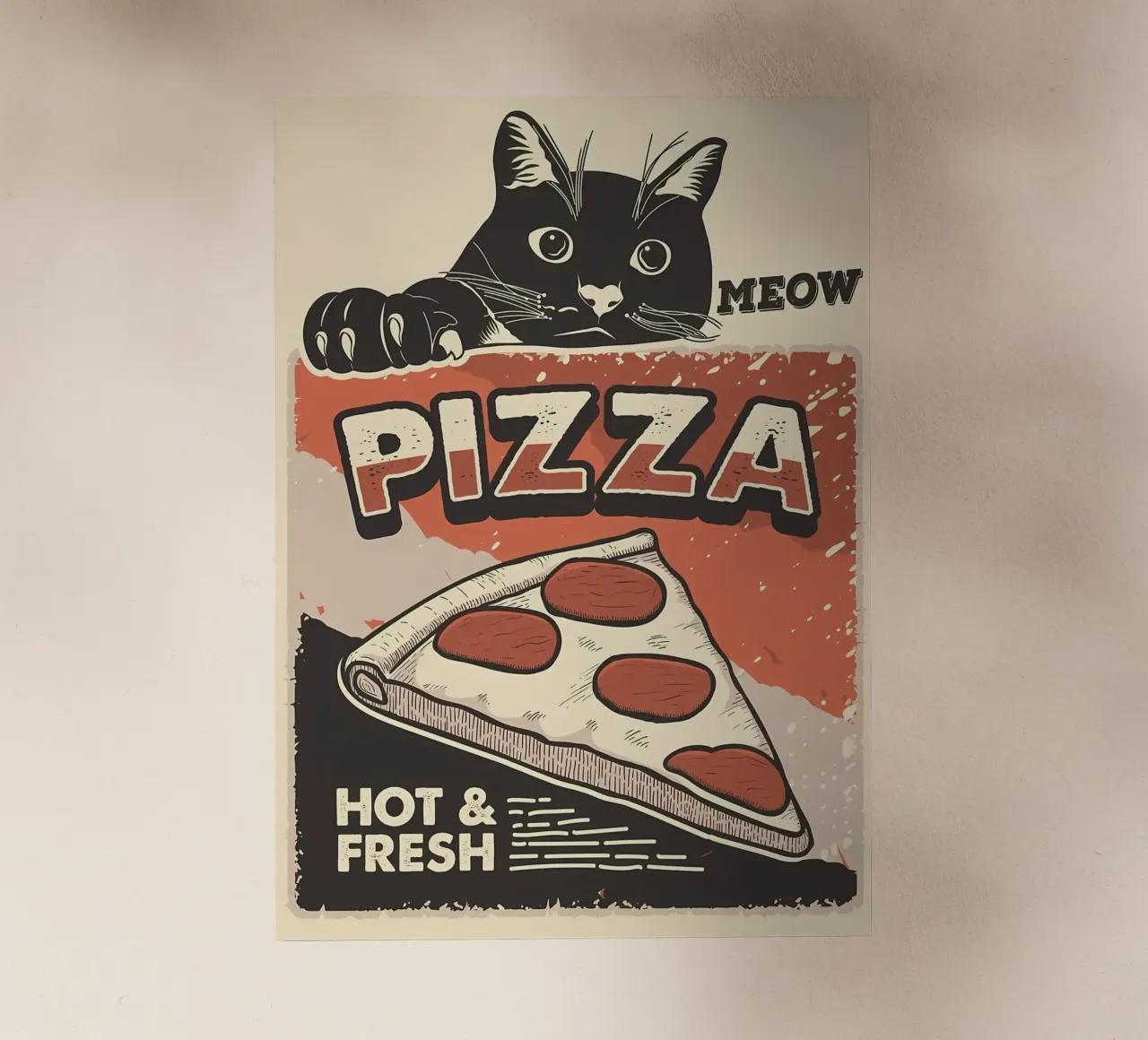 Meow Cat e la pizza pellicola backlit da Monique A Hooper