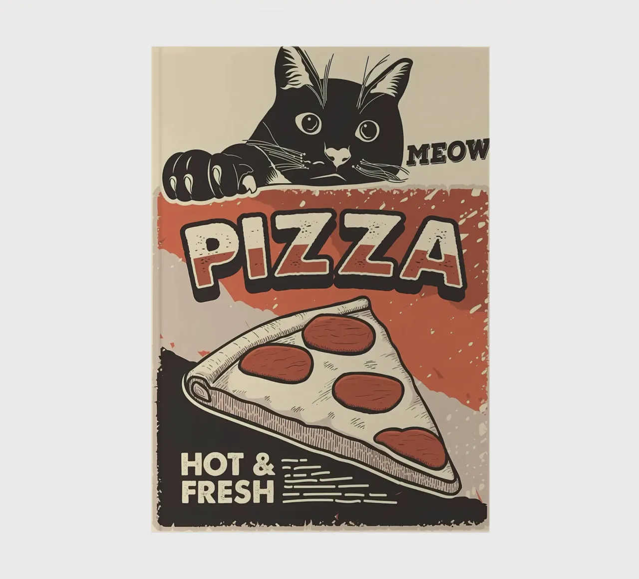 Meow Cat and pizza notebook by Monique A Hooper