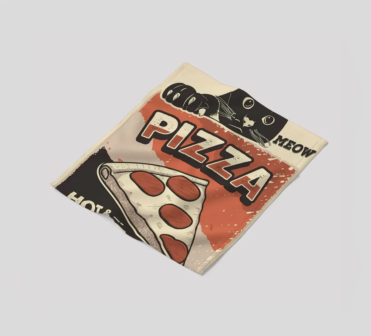 Meow Cat e la pizza coperta in pile da Monique A Hooper