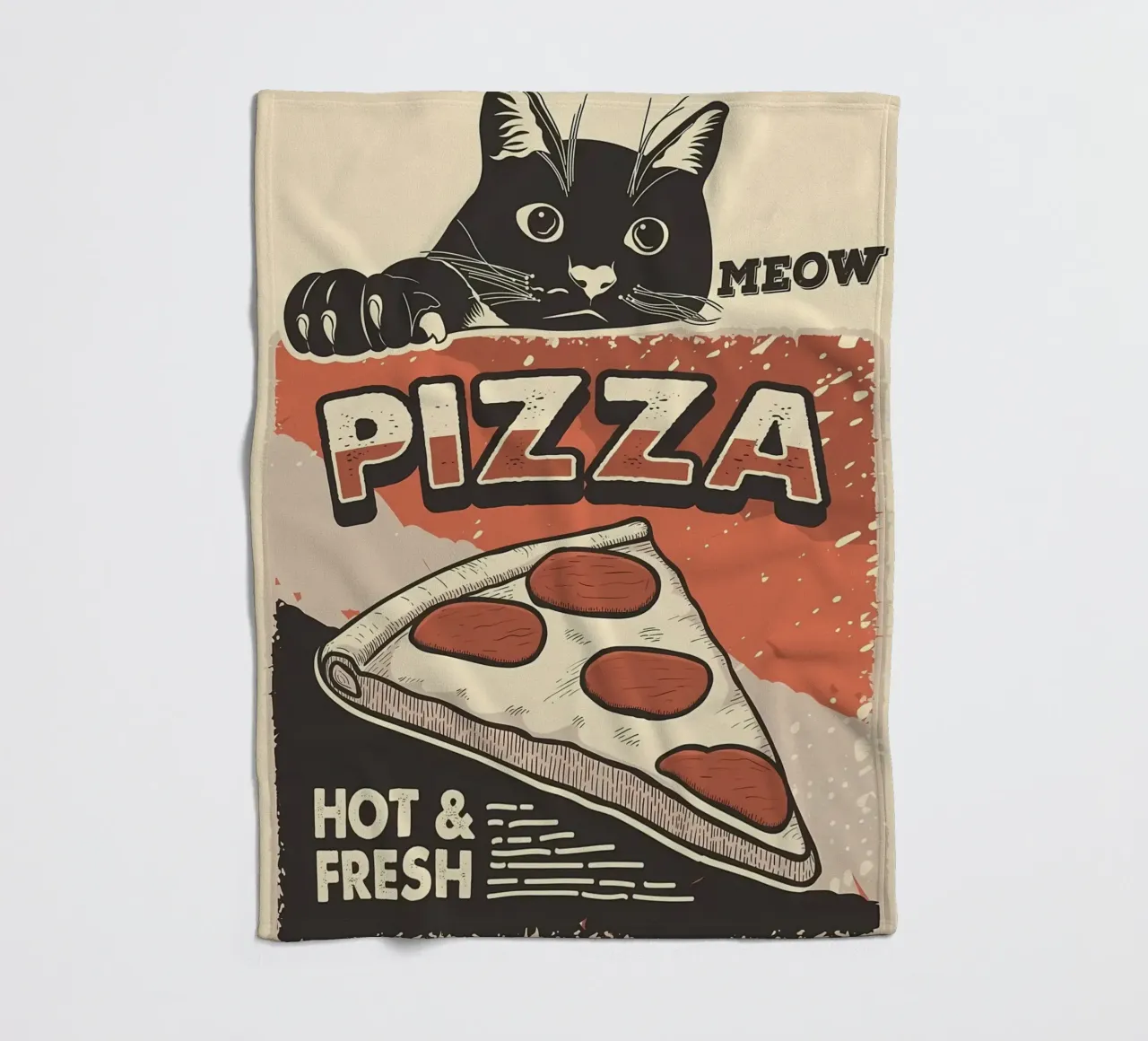 Meow Cat e la pizza coperta in pile da Monique A Hooper