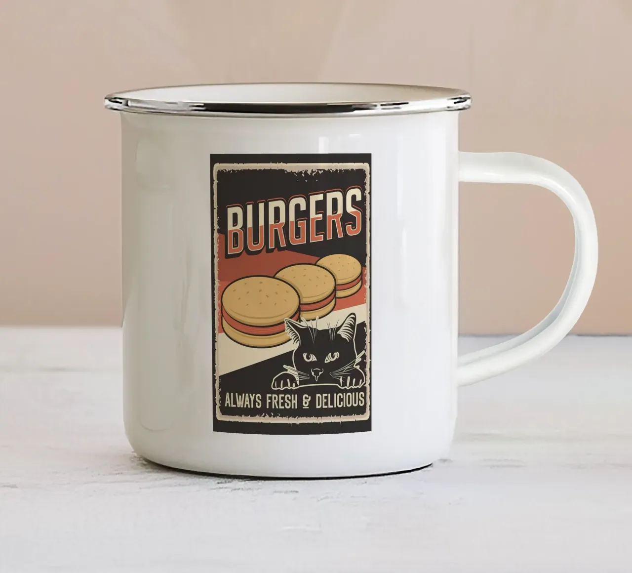 Questo è il mio hamburger dice il gatto tazza in smalto da Monique A Hooper