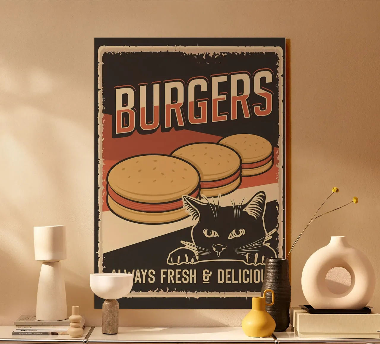 Questo è il mio hamburger dice il gatto plexiglass da Monique A Hooper