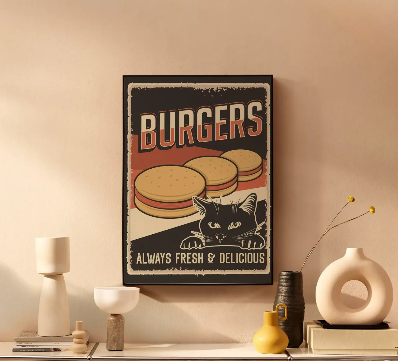 Questo è il mio hamburger dice il gatto alluminio dibond da Monique A Hooper