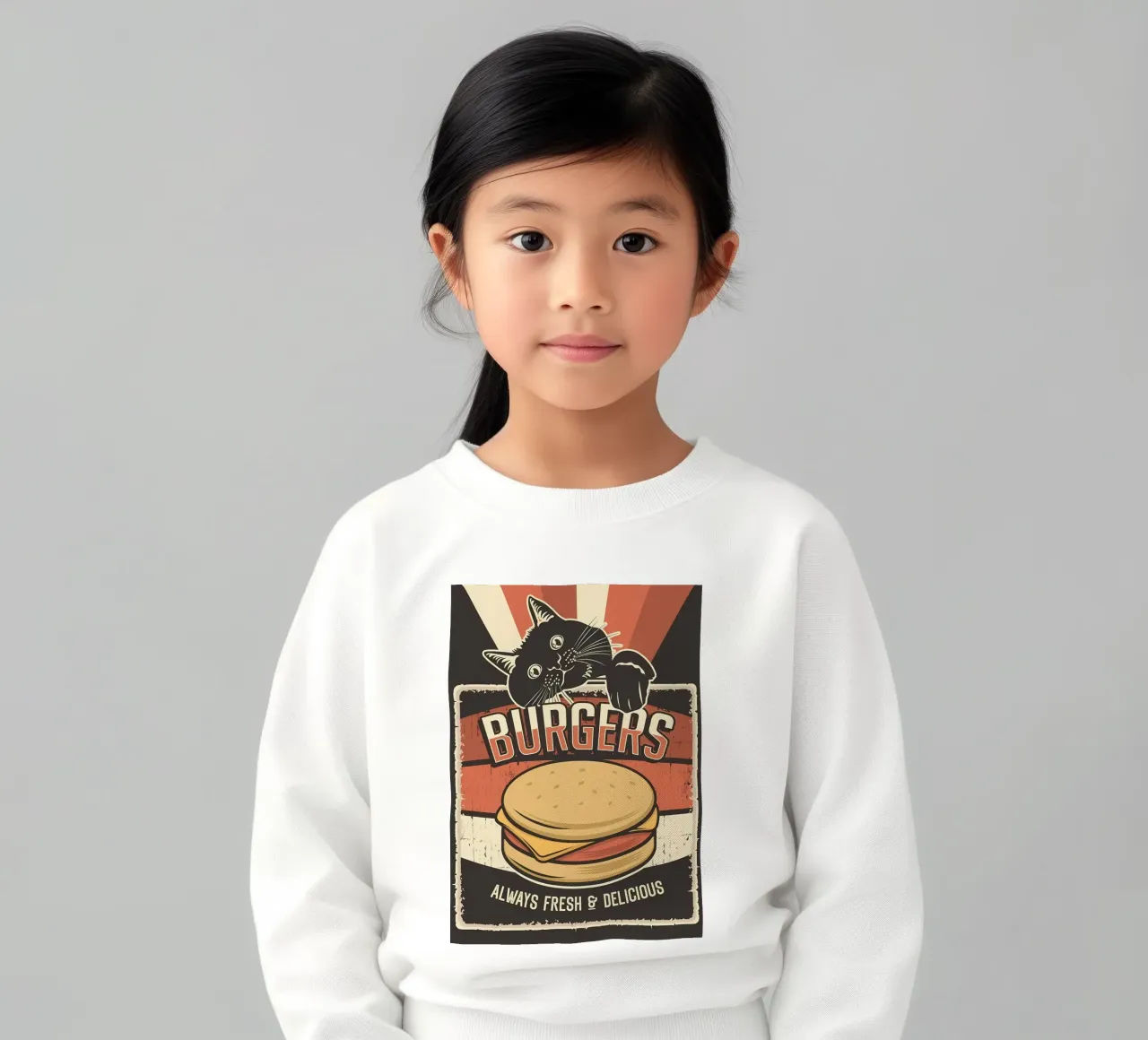 Gatto e hamburger felpa bambino da Monique A Hooper