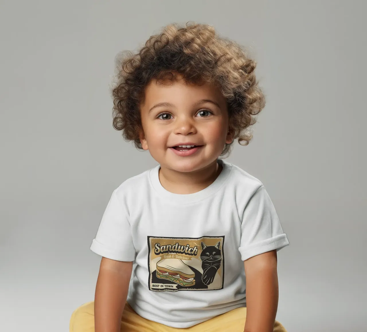 Cat and Sandwich baby t-shirt by Monique A Hooper