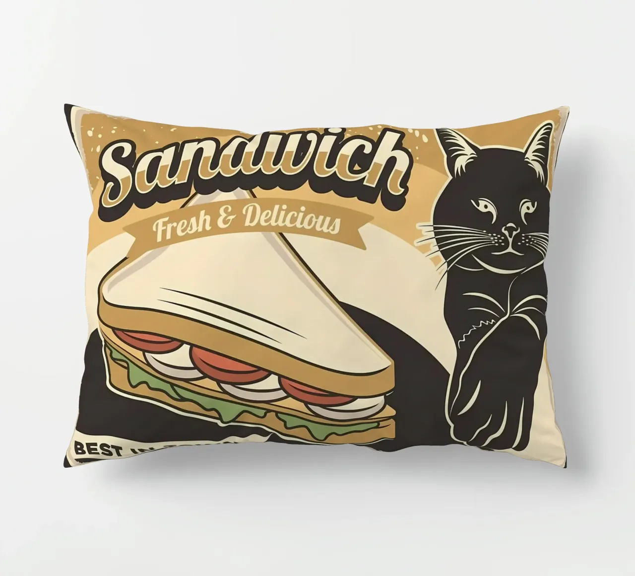 Cat and Sandwich decorative cushion by Monique A Hooper