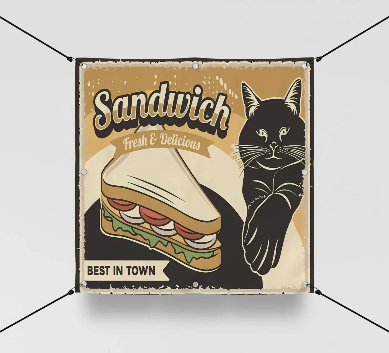 Cat and Sandwich pvc cover by Monique A Hooper