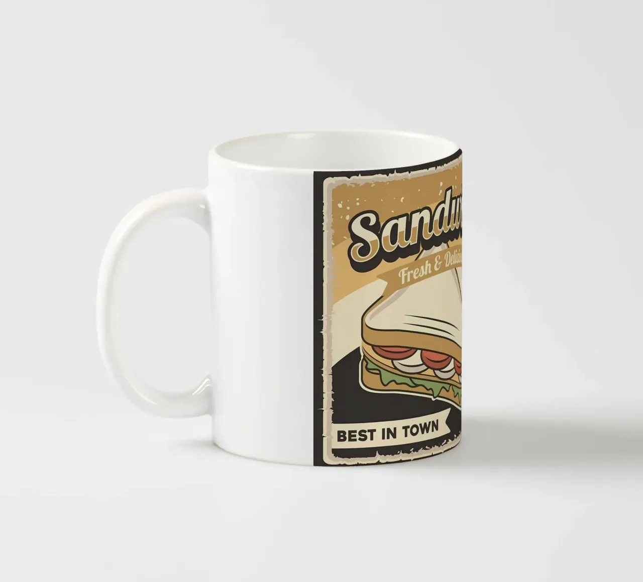 Cat and Sandwich ceramic mug by Monique A Hooper