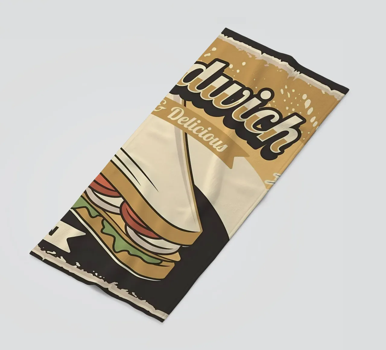 Cat and Sandwich beach towel by Monique A Hooper