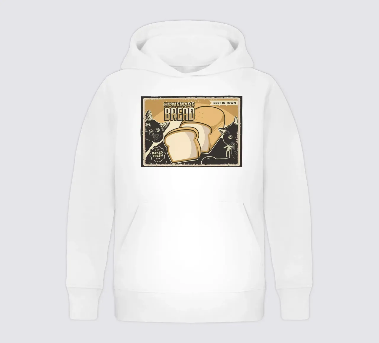 Homemade bread and cats kids hoodie by Monique A Hooper