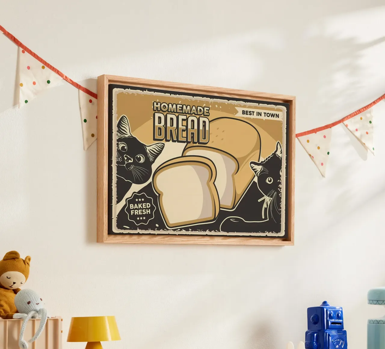 Pane e gatti fatti in casa tela con Cornice a cassetta da Monique A Hooper