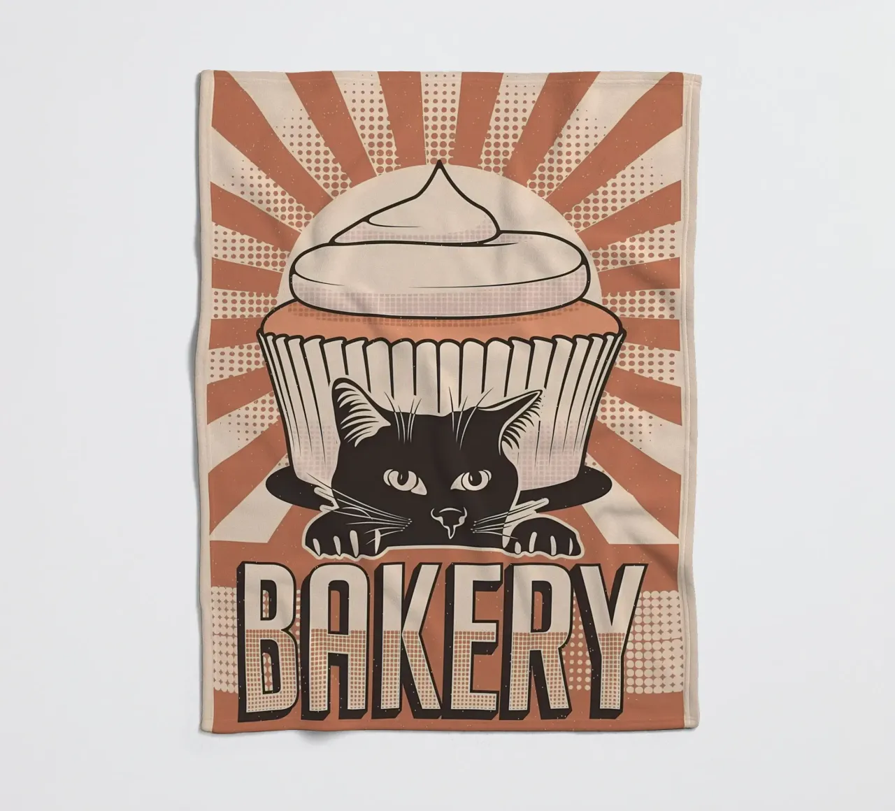 Cupcake Bakery e gatto coperta in pile da Monique A Hooper